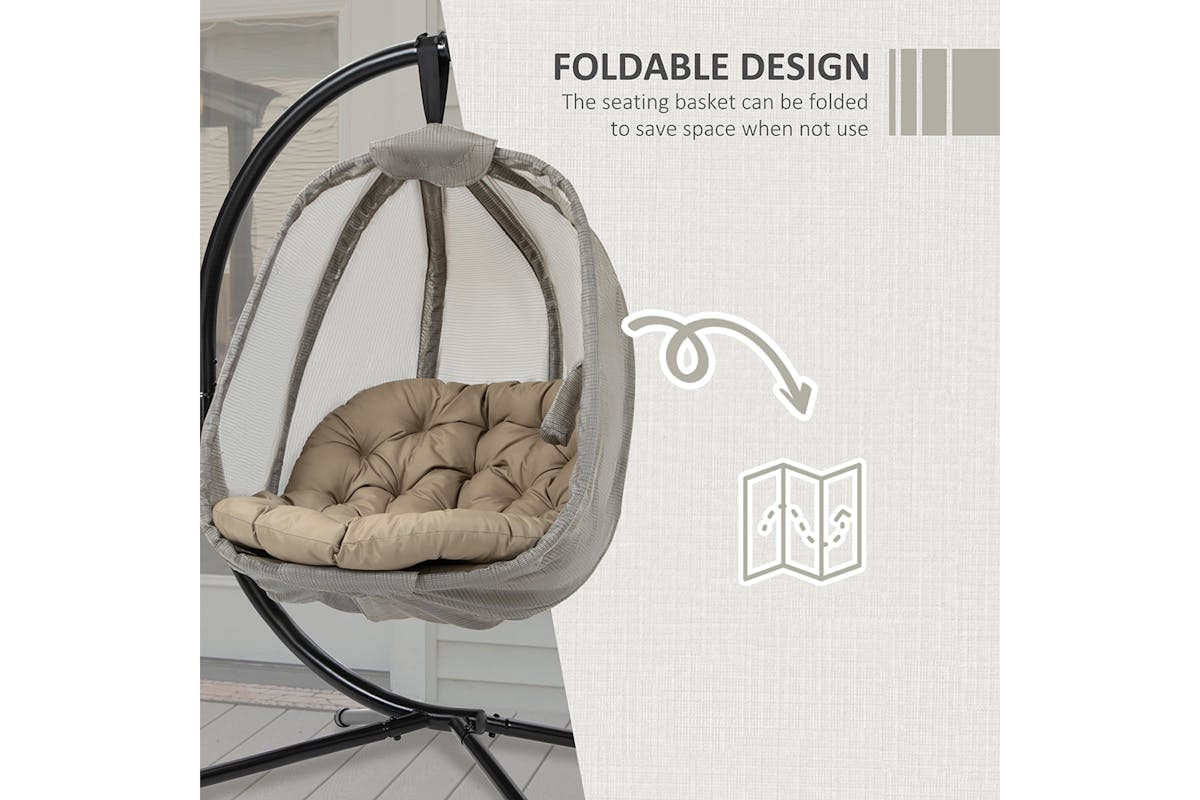 Outsunny Hanging Egg Chair with Cushion | Multi-4