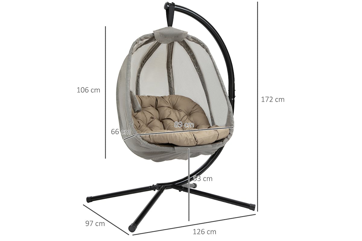 Outsunny Hanging Egg Chair with Cushion | Multi-5