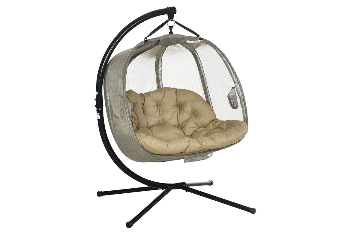 Outsunny 2 Seaters Hanging Egg Chair with Cushion | Multi