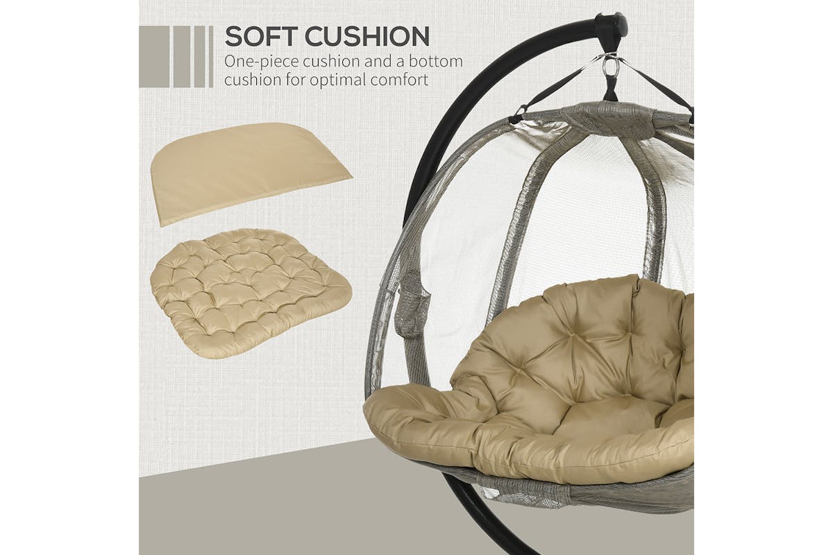 Outsunny 2 Seaters Hanging Egg Chair with Cushion | Multi-4