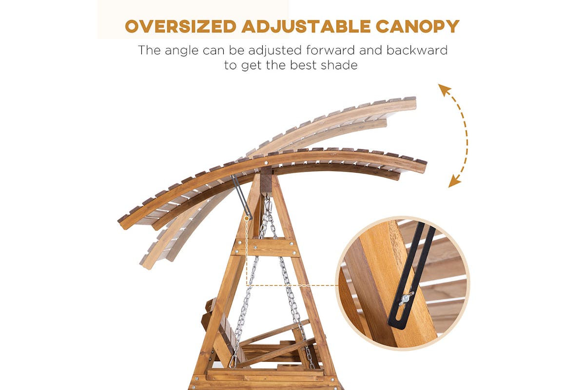 Outsunny 2 Seater Garden Swing Seat Swing Chair | Brown-3