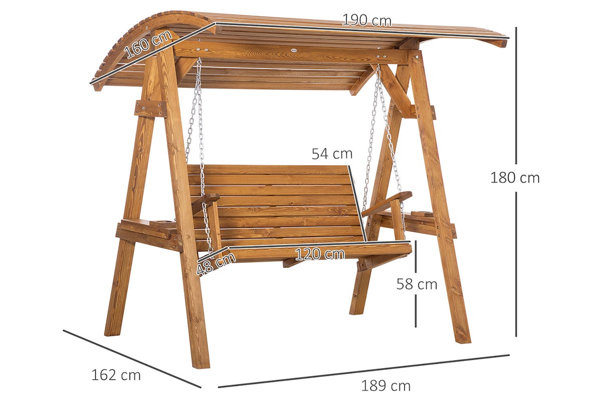 Outsunny 2 Seater Garden Swing Seat Swing Chair | Brown-5