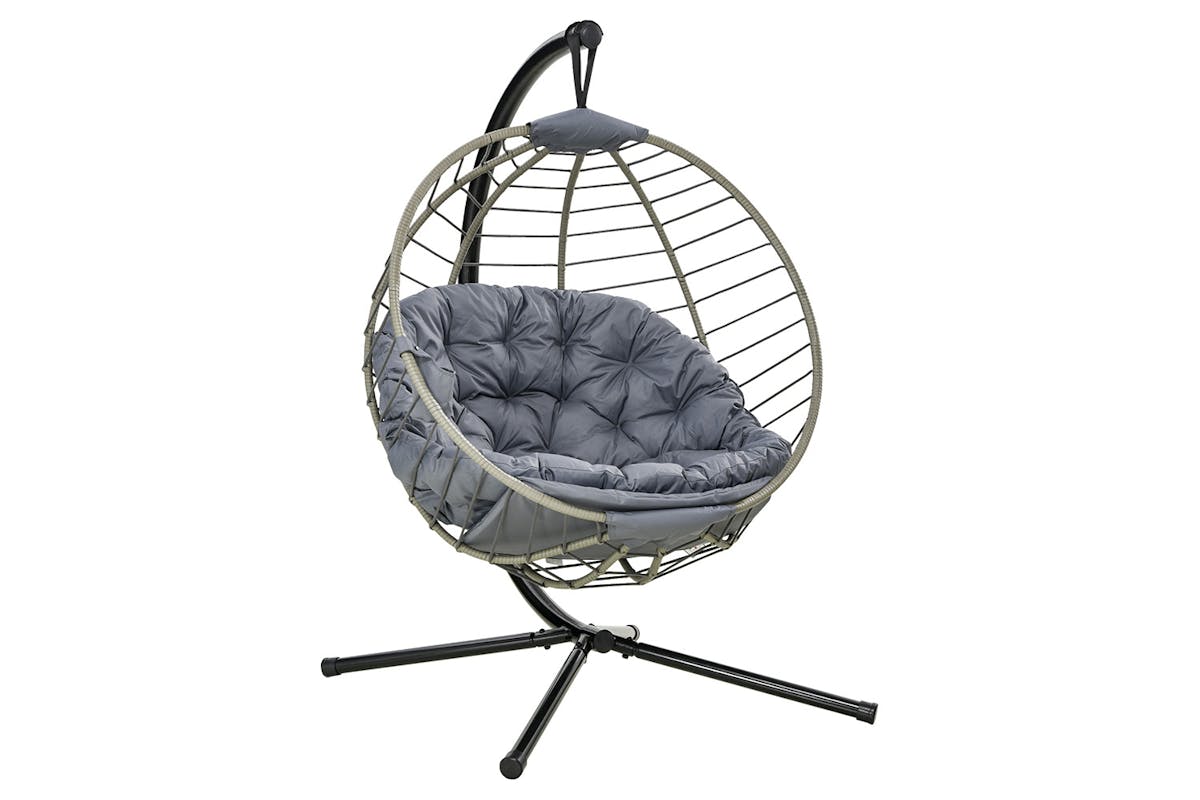 Outsunny PE Rattan Swing Chair with Cushion | Grey