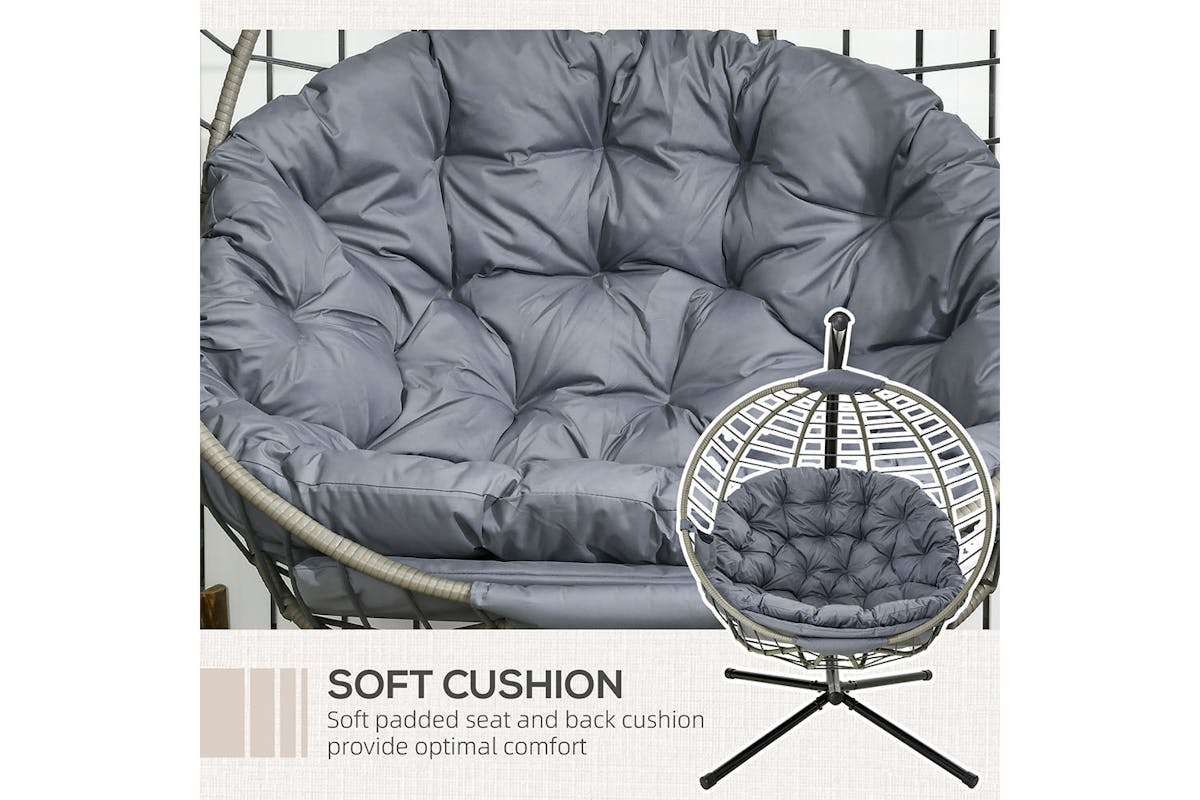 Outsunny PE Rattan Swing Chair with Cushion | Grey-6