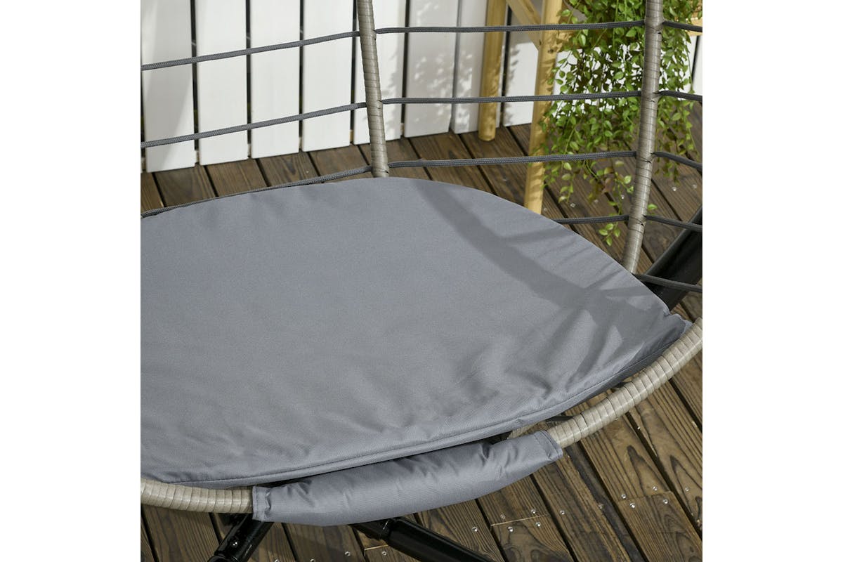 Outsunny PE Rattan Swing Chair with Cushion | Grey-7
