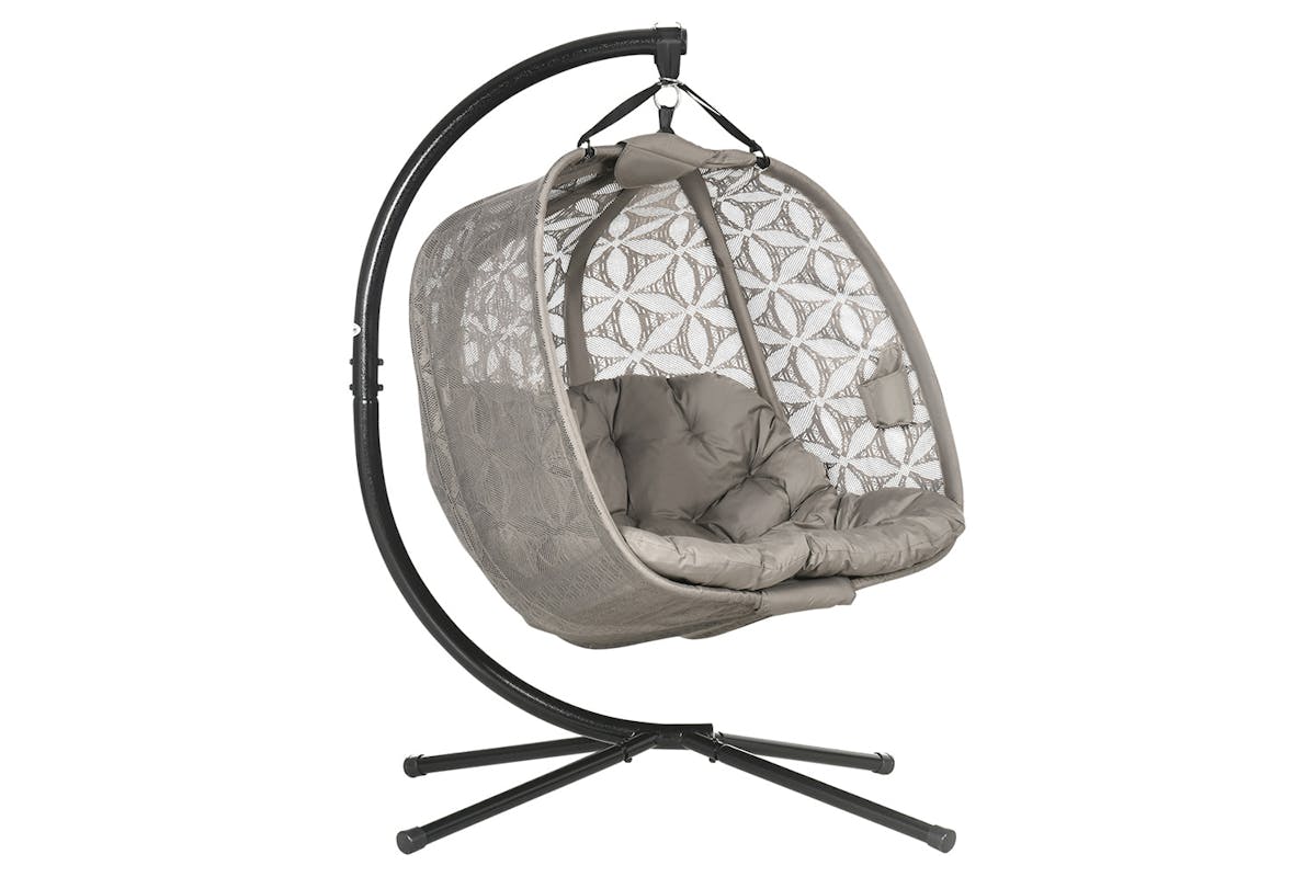 Outsunny Outdoor Double Hanging Chair | Sand Brown/Black