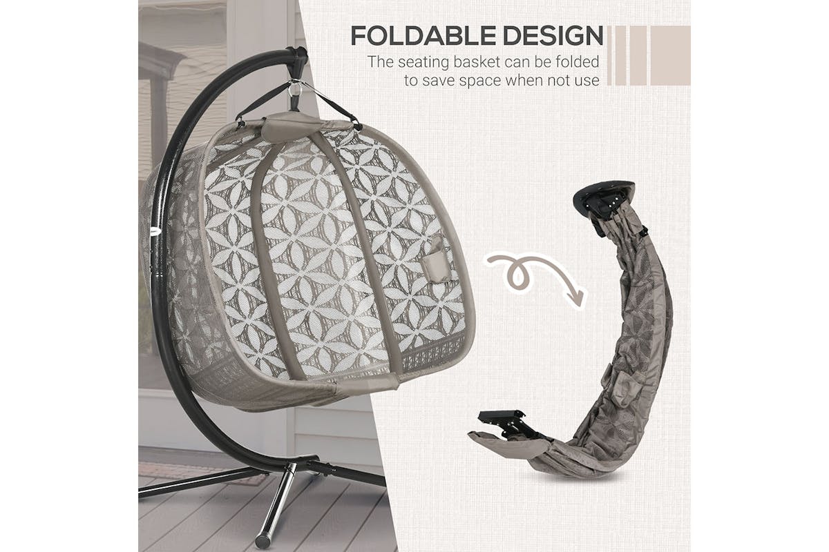 Outsunny Outdoor Double Hanging Chair | Sand Brown/Black-4