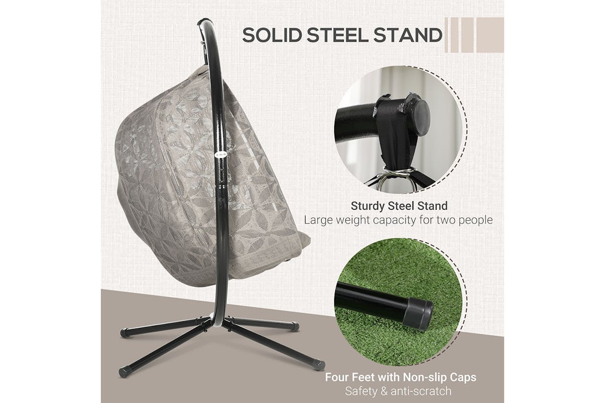 Outsunny Outdoor Double Hanging Chair | Sand Brown/Black-7