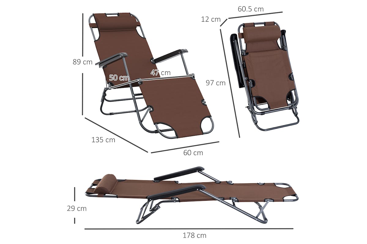 Outsunny Sun Lounge Chair | Brown-8