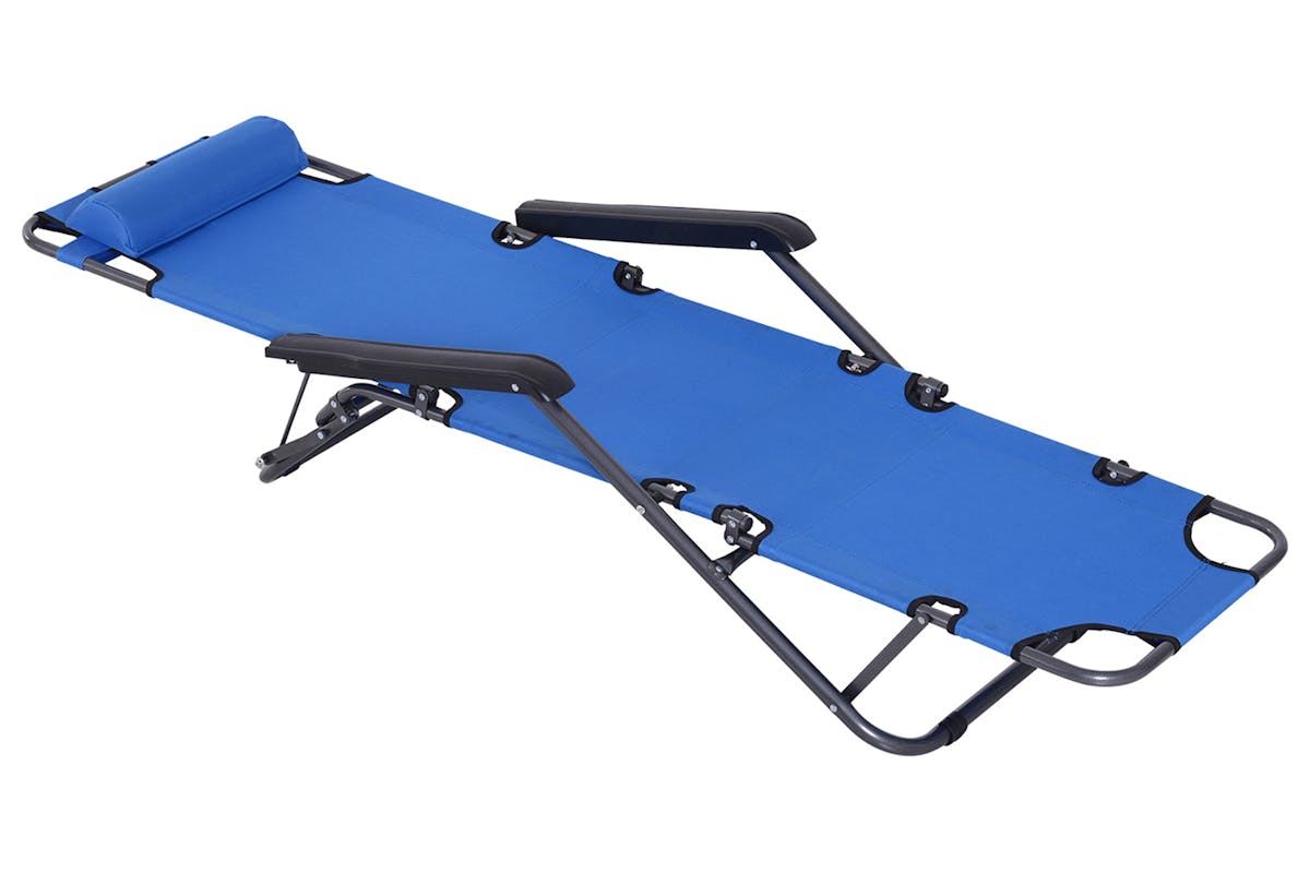 Outsunny Sun Lounger with Pillow | Blue-7
