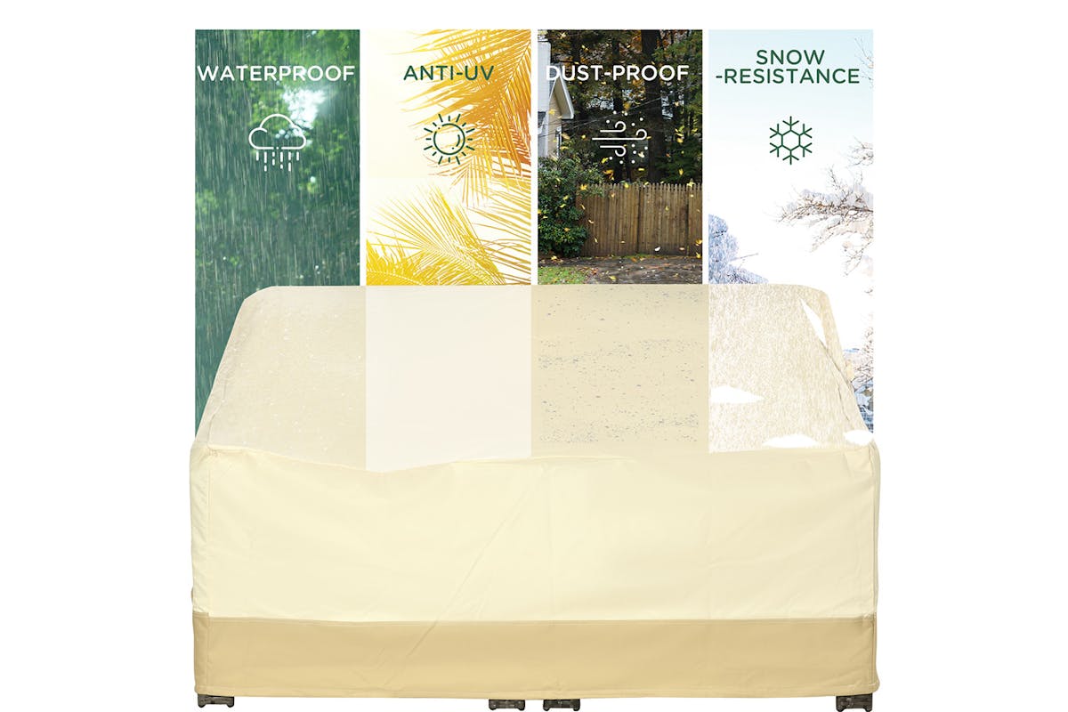 Outsunny Waterproof Furniture Cover for 3 Seat Rattan Sofa | Beige/Coffee-5