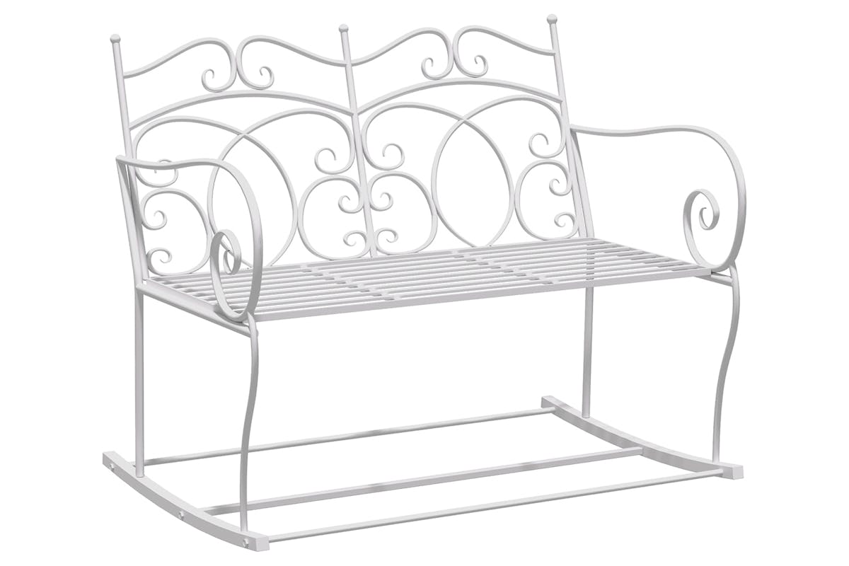Outsunny 2-Seater Iron Rocking Chair | Milk White