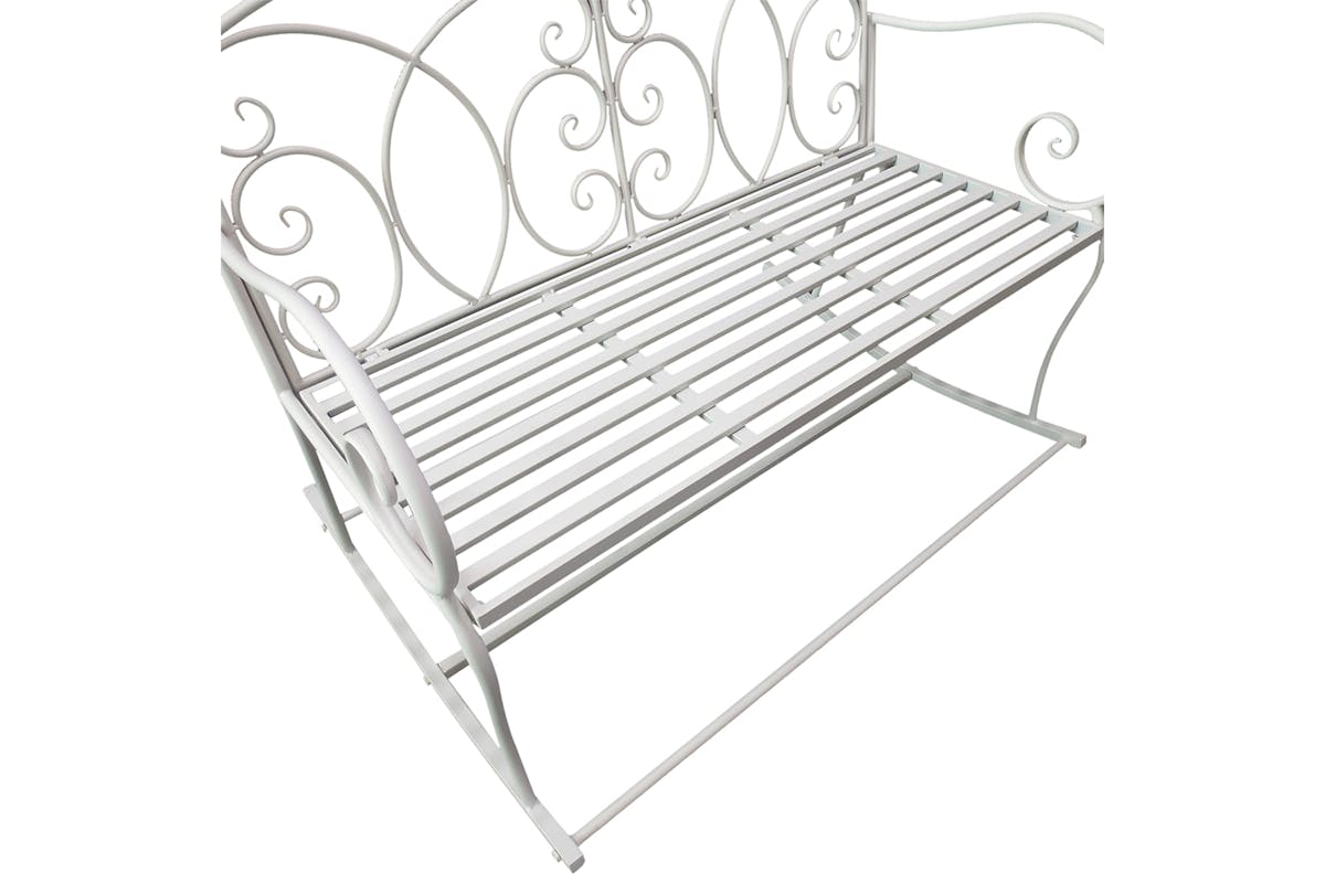 Outsunny 2-Seater Iron Rocking Chair | Milk White-7