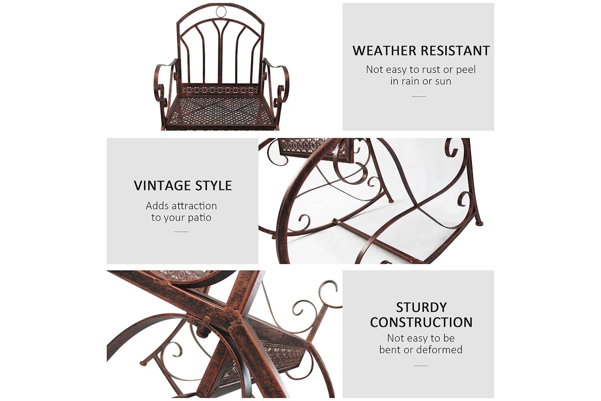 Outsunny Antique Wrought Metal Rocking Chair | Bronze-4