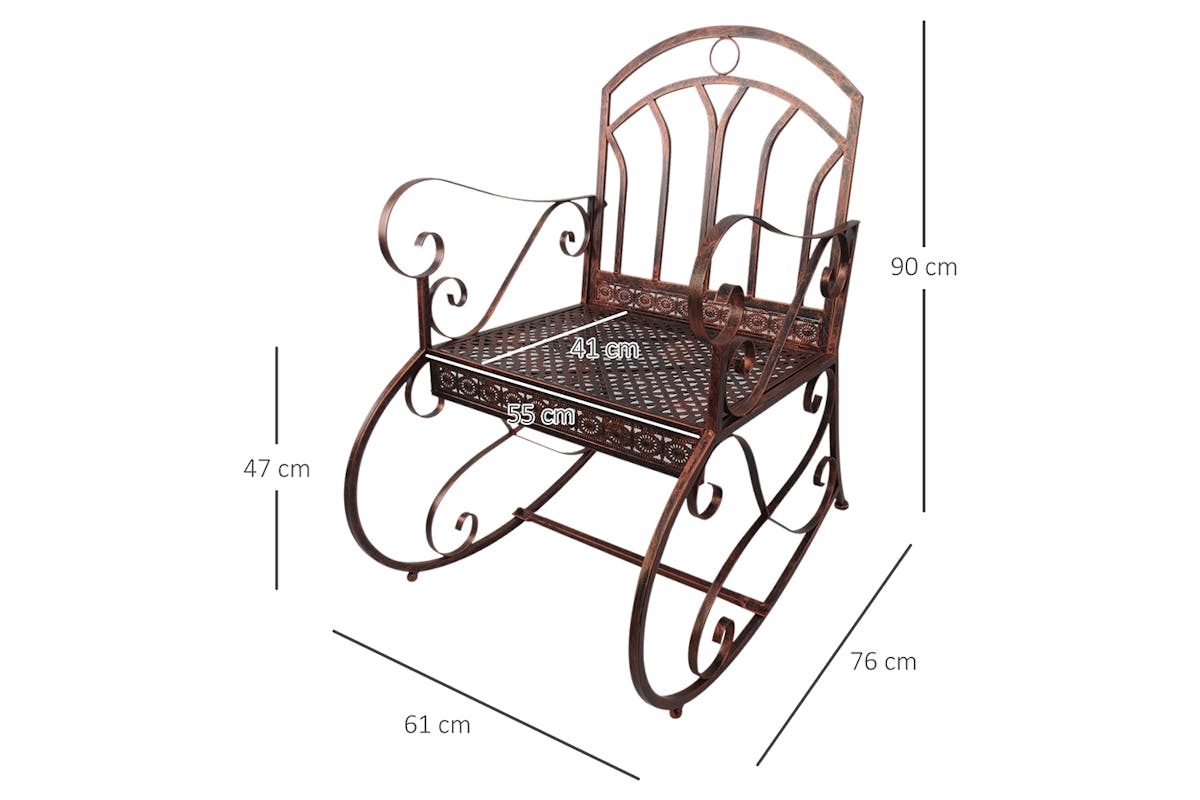 Outsunny Antique Wrought Metal Rocking Chair | Bronze-5