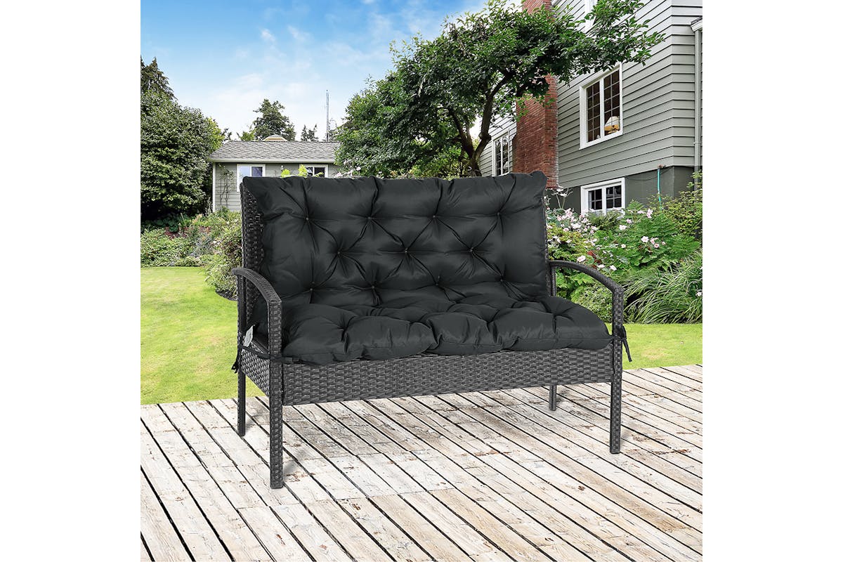 Outsunny 2 Seater Bench Cushion | Black-2