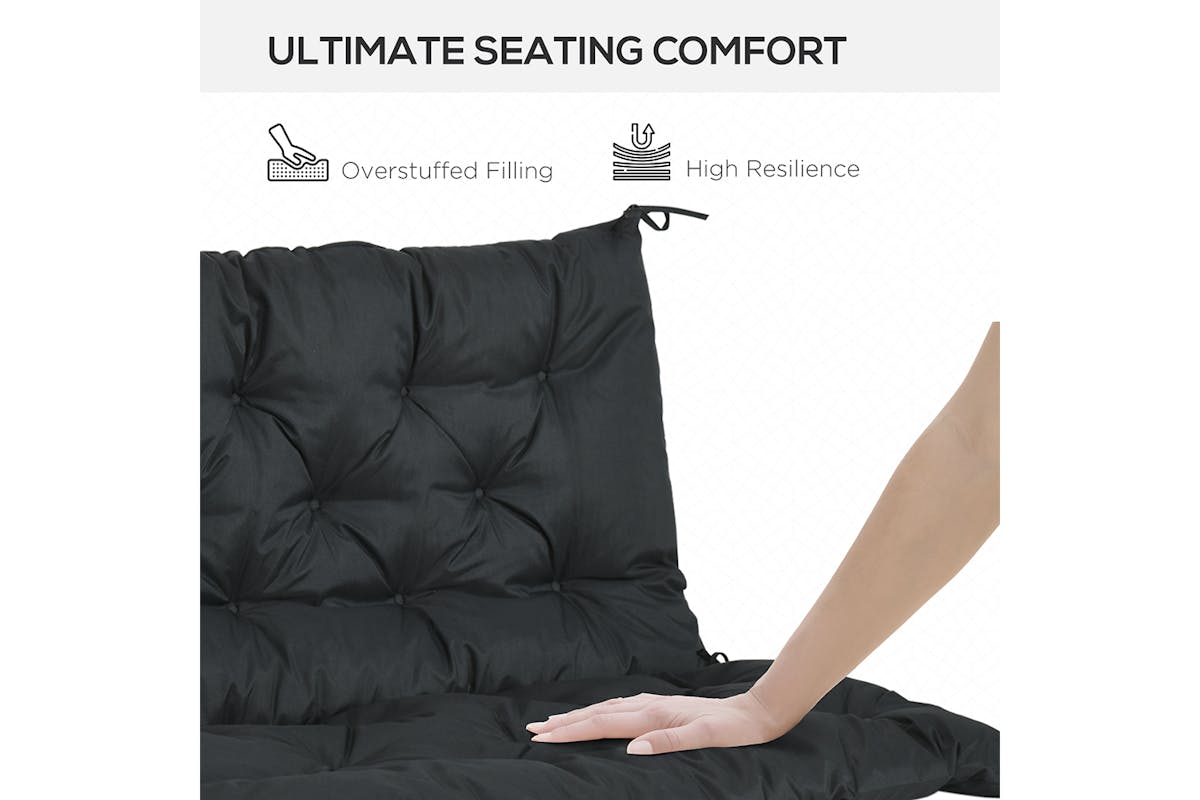 Outsunny 2 Seater Bench Cushion | Dark Grey-4