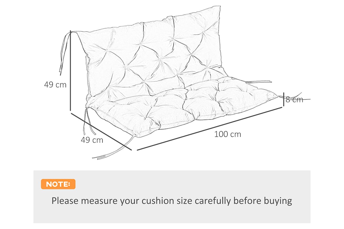 Outsunny 2 Seater Bench Cushion | Dark Grey-8
