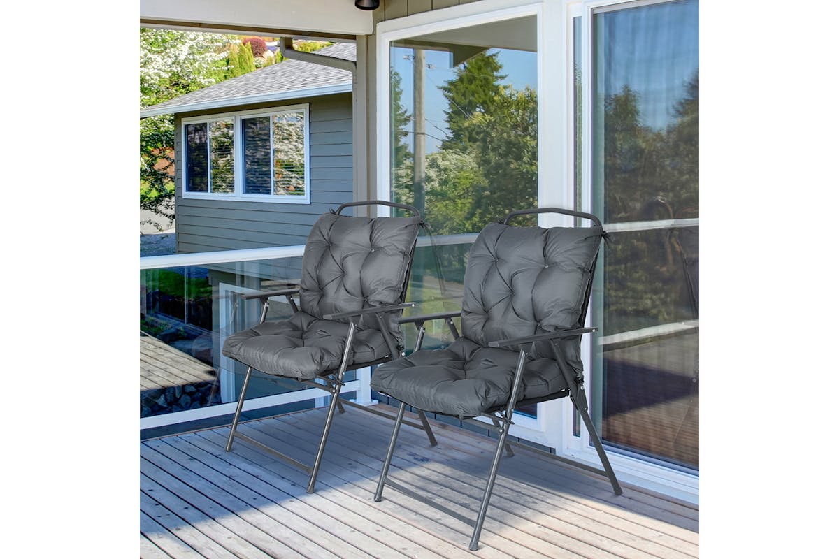 Outsunny Outdoor Seat Cushions | Grey | Set of 2-2