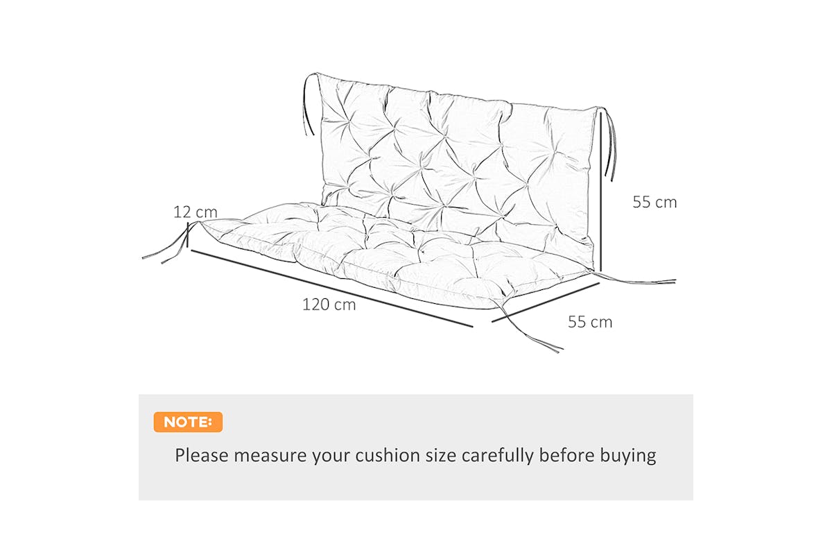 Outsunny 2 Seater Garden Bench Cushion | Dark Grey-8