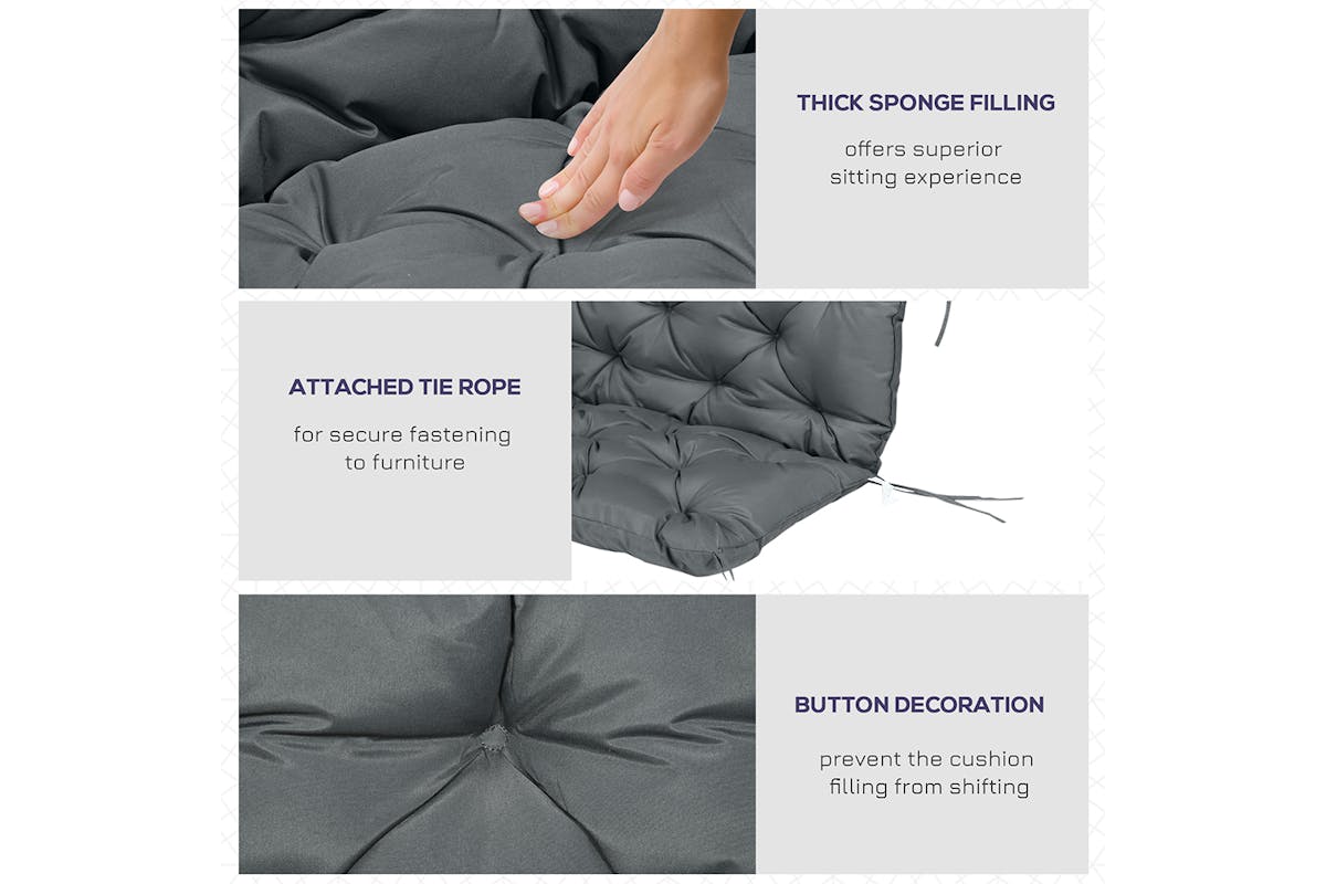 Outsunny 2 Seater Garden Bench Cushion | Dark Grey-5