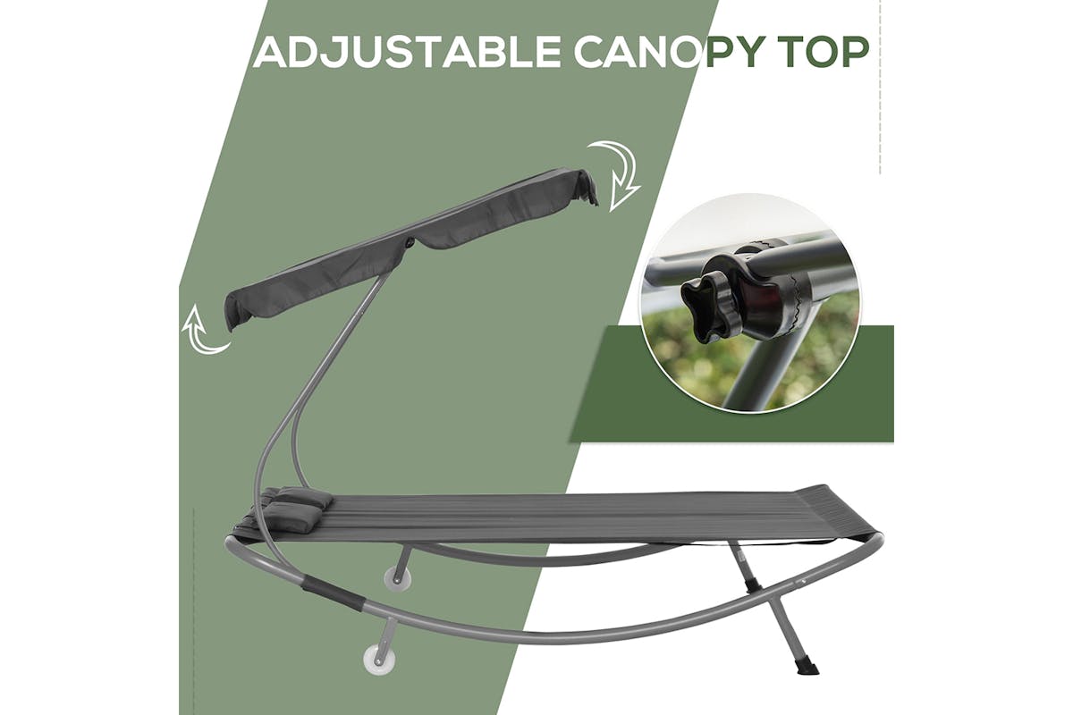 Outsunny Double Hammock Sun Lounger | Grey-3