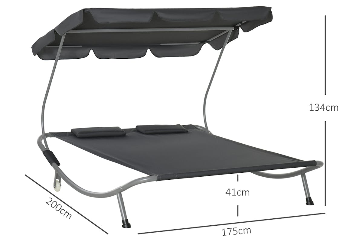 Outsunny Double Hammock Sun Lounger | Grey-5