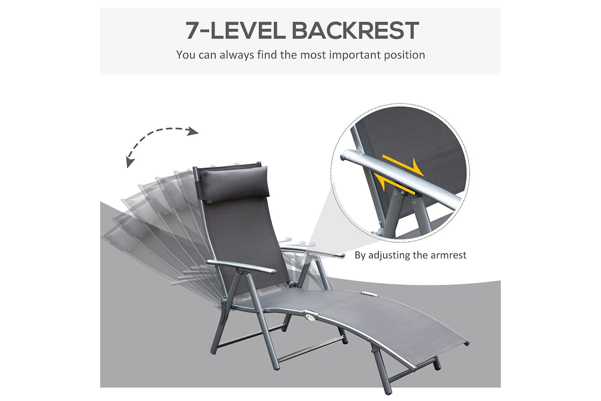Outsunny Sun Lounge Chair | Grey-3