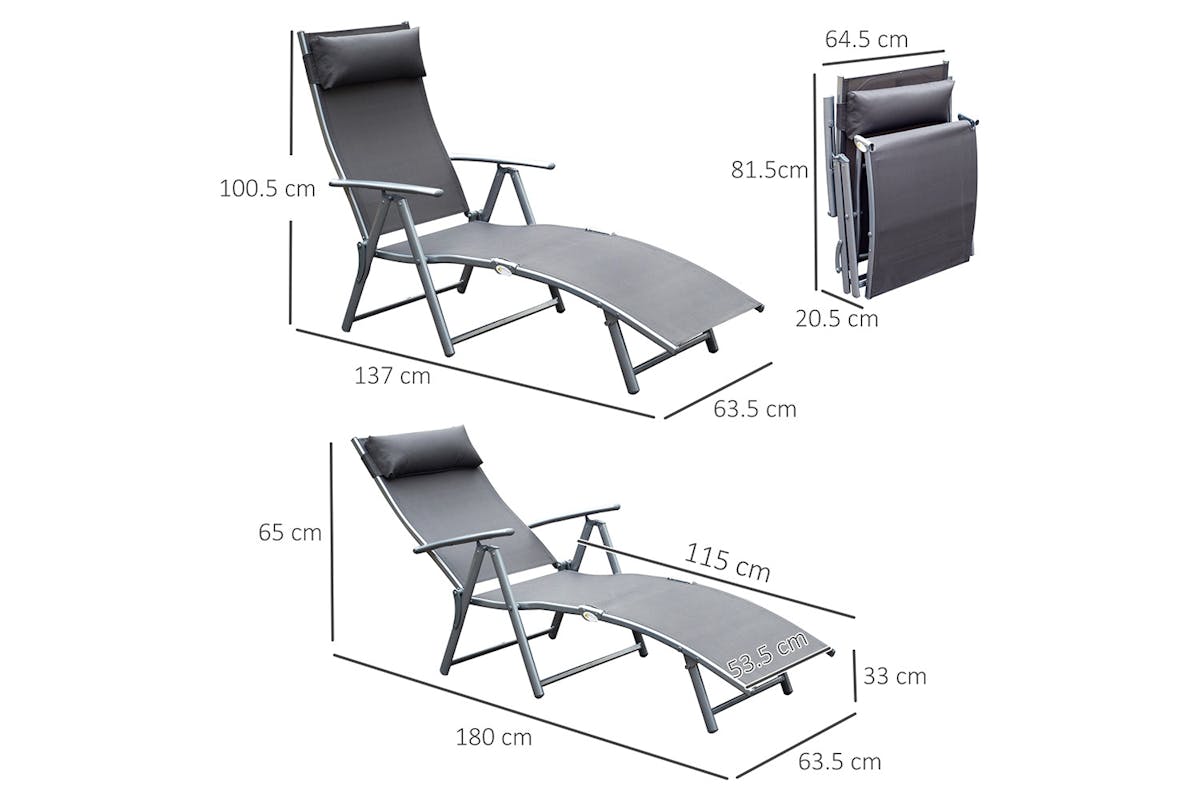 Outsunny Sun Lounge Chair | Grey-8