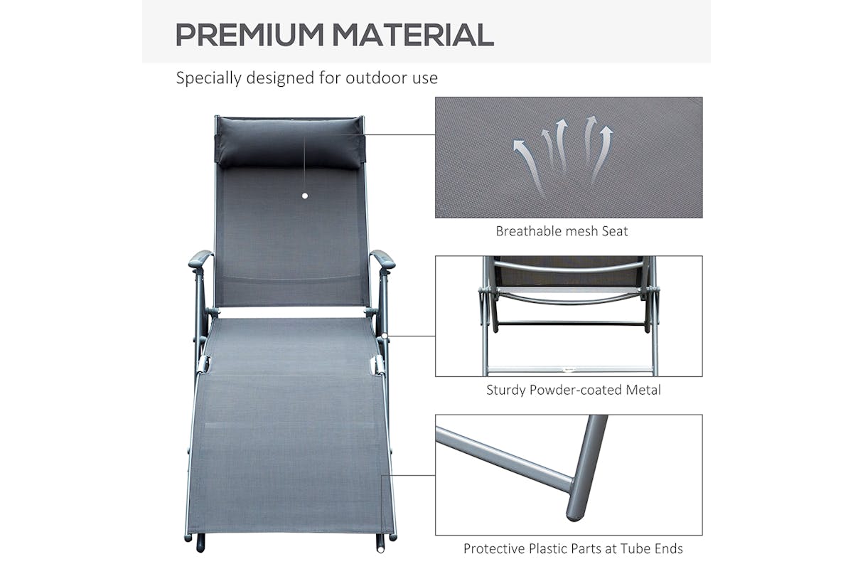 Outsunny Sun Lounge Chair | Grey-6