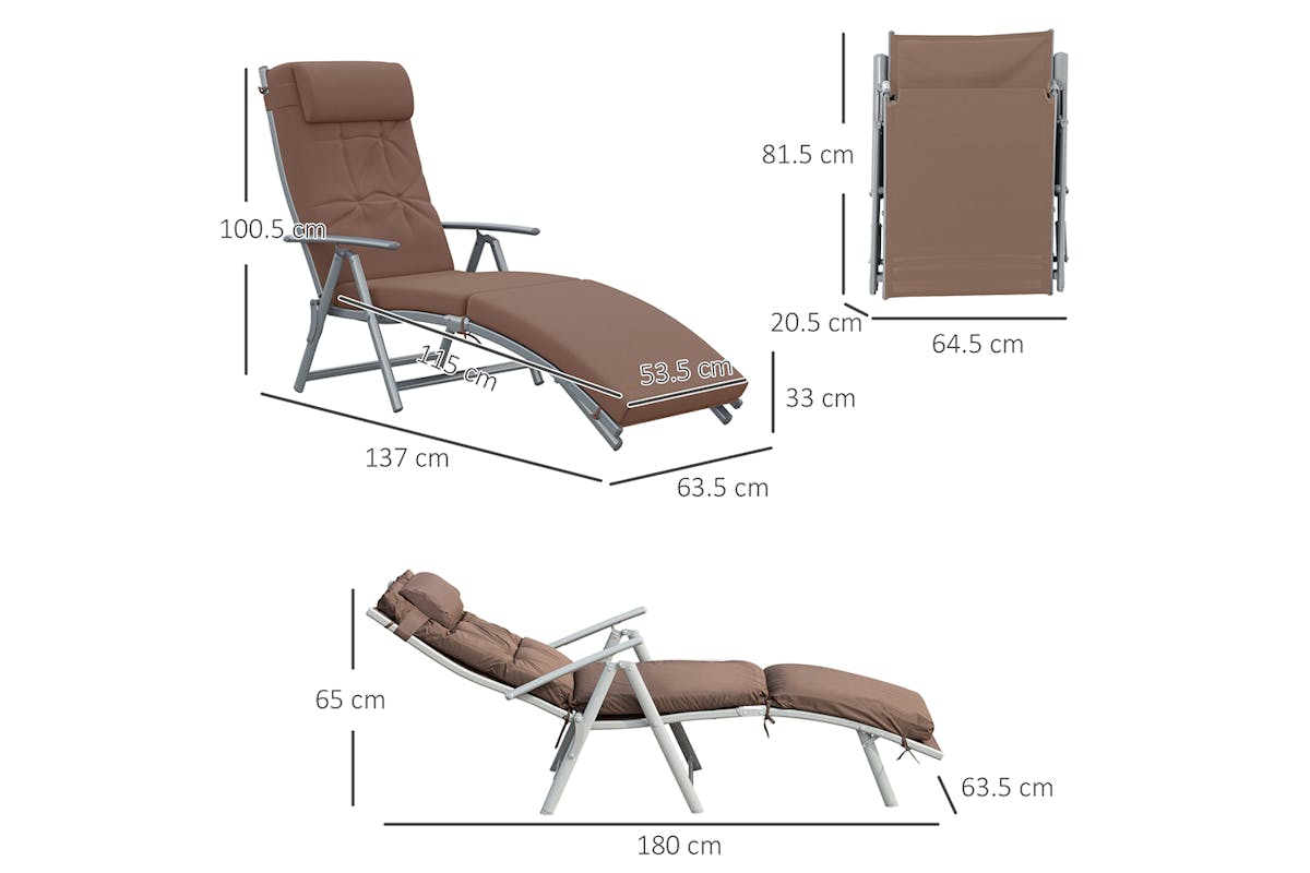 Outsunny Sun Lounge Chair | Brown-8