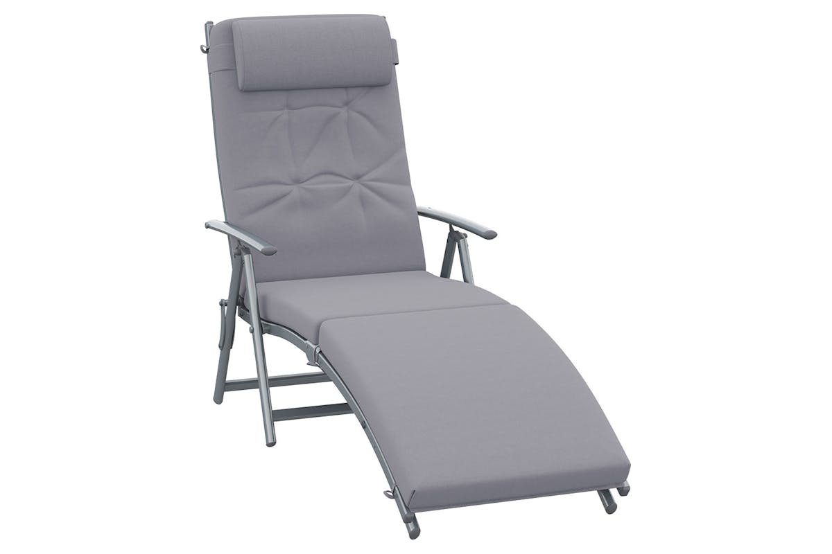 Outsunny Padded Sun Lounger with Pillow | Grey
