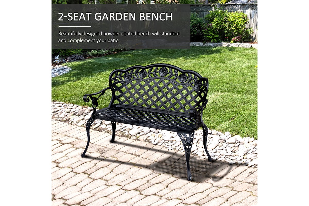 Outsunny Garden Bench | Black-3