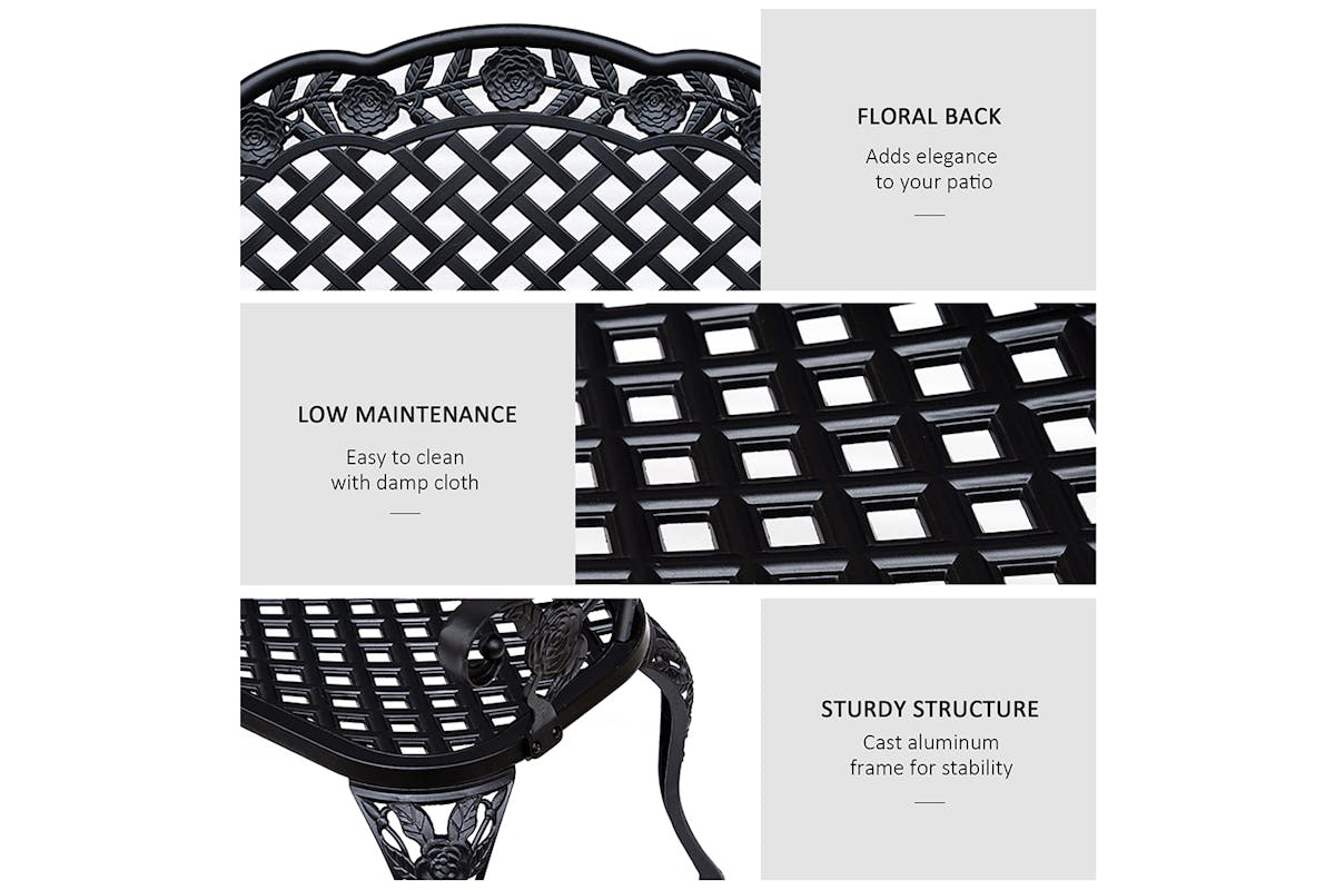 Outsunny Garden Bench | Black-4
