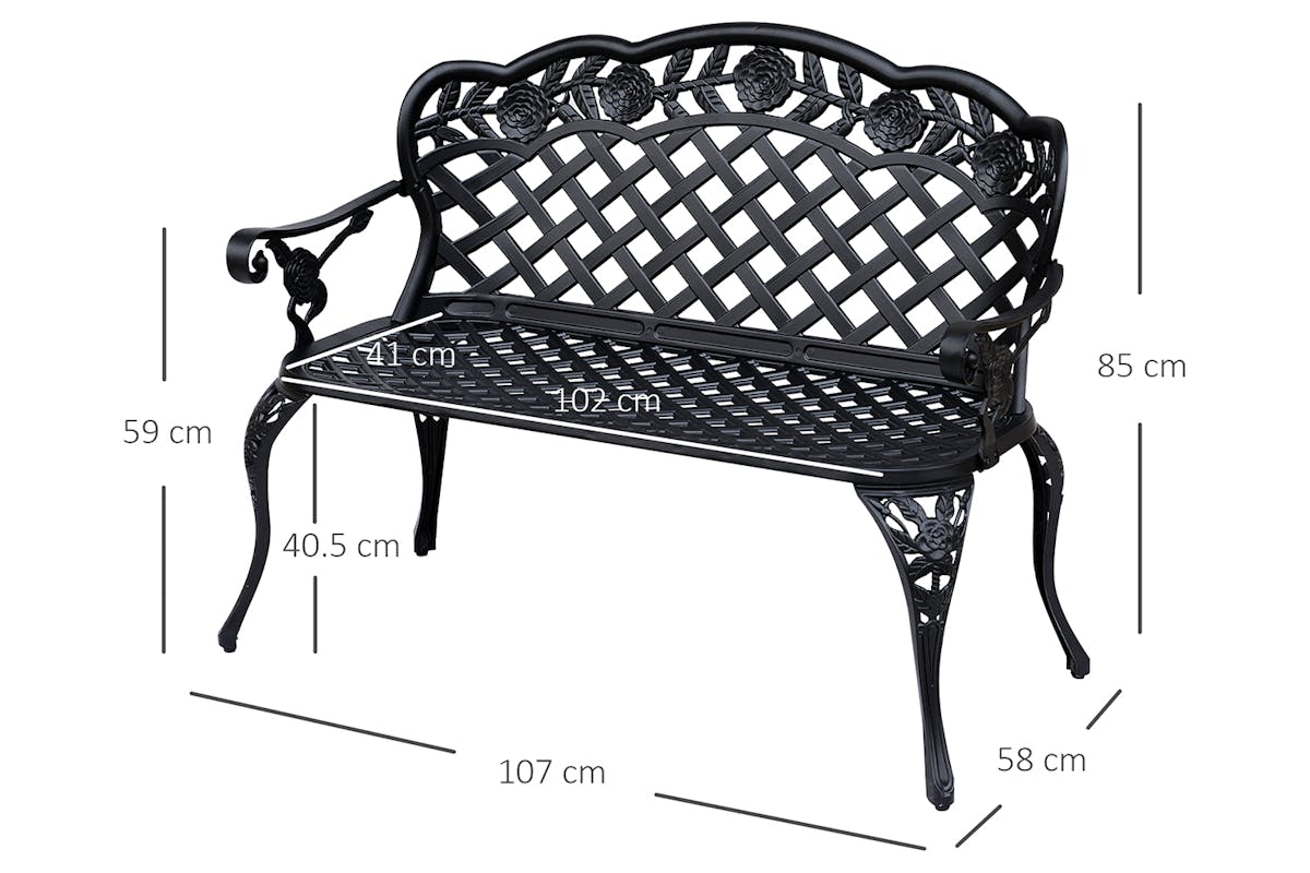 Outsunny Garden Bench | Black-8