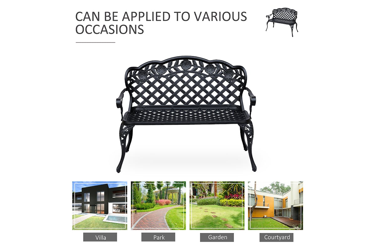 Outsunny Garden Bench | Black-5