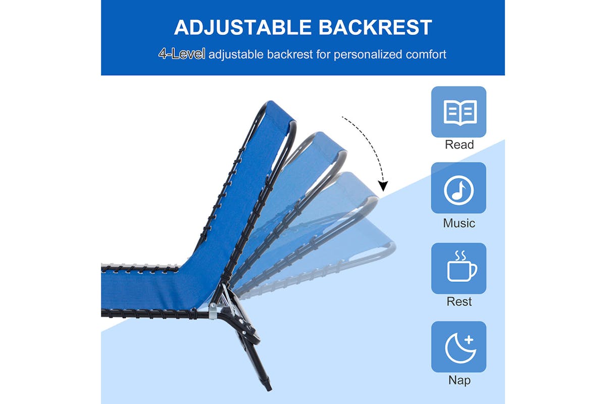 Outsunny Folding Sun Lounger | Black/Navy Blue-3