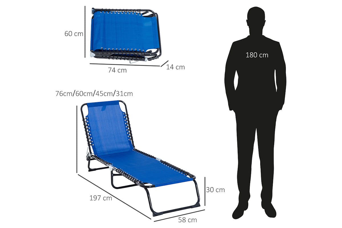 Outsunny Folding Sun Lounger | Black/Navy Blue-5