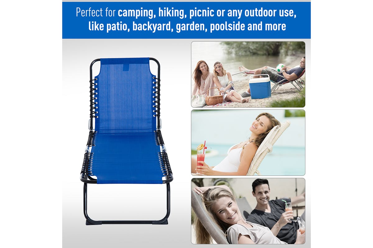 Outsunny Folding Sun Lounger | Black/Navy Blue-7