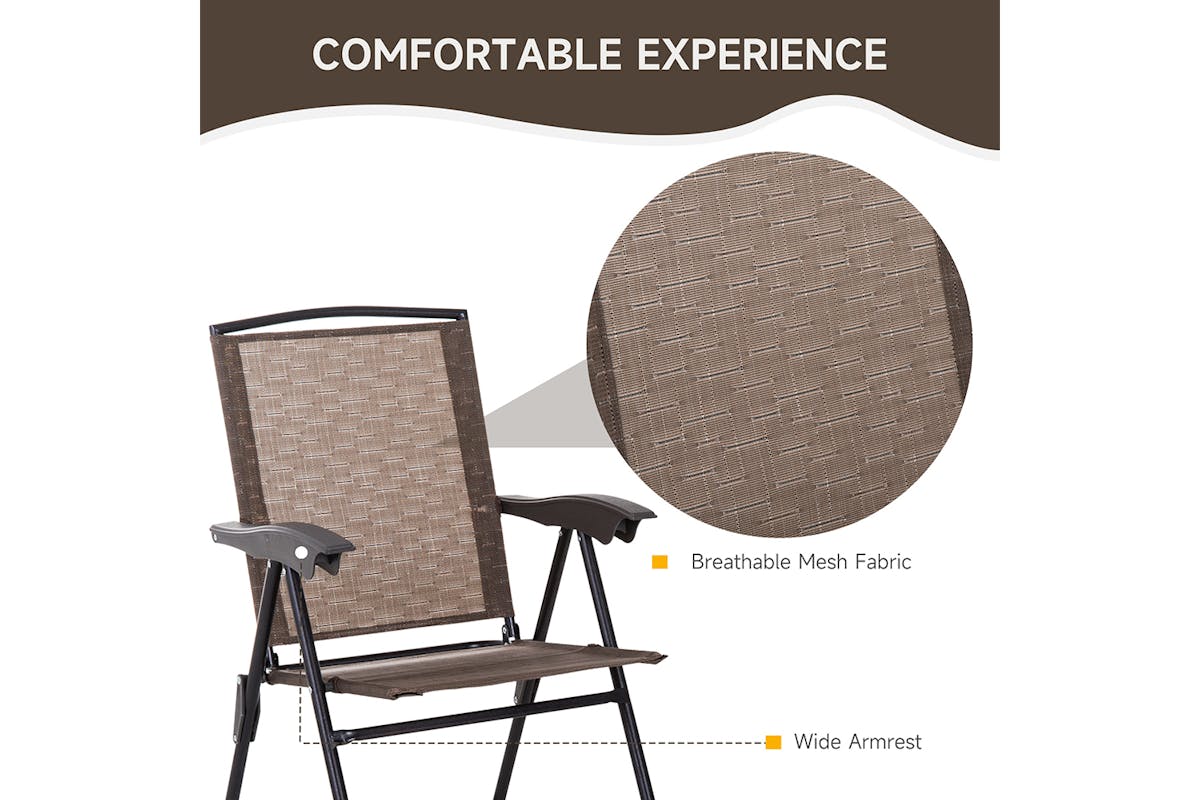 Outsunny Bistro Set with Foldable Chairs | Brown-4