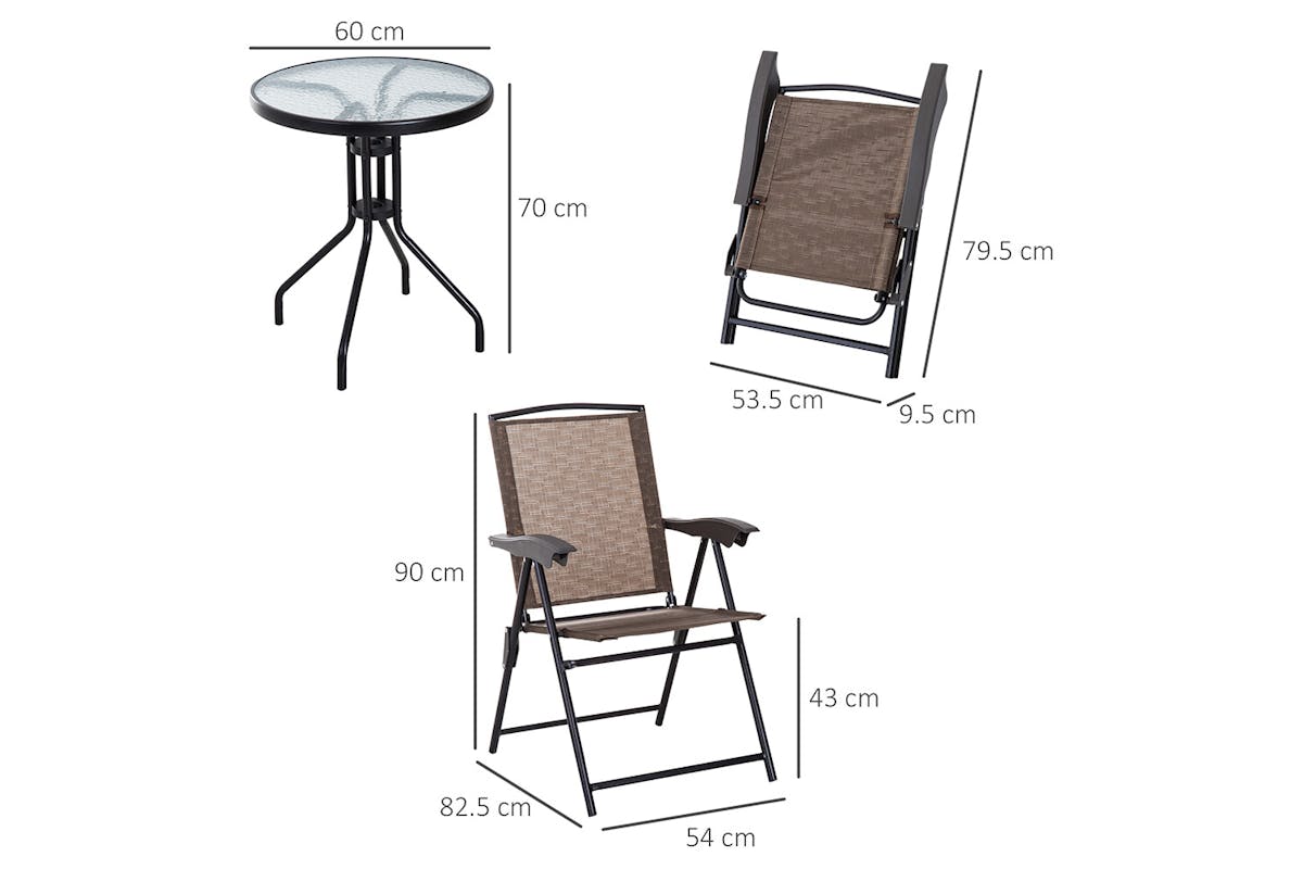 Outsunny Bistro Set with Foldable Chairs | Brown-8