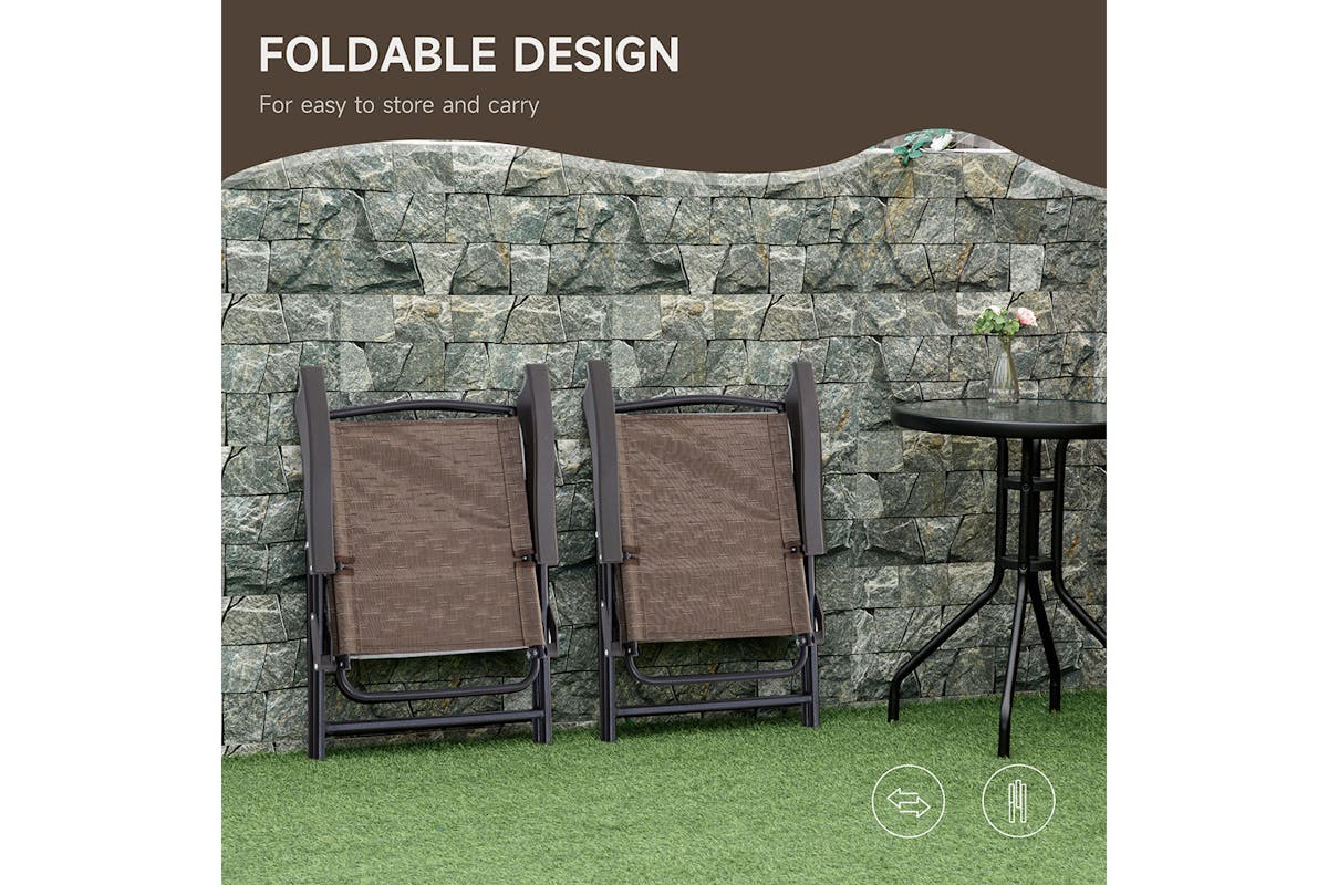 Outsunny Bistro Set with Foldable Chairs | Brown-6