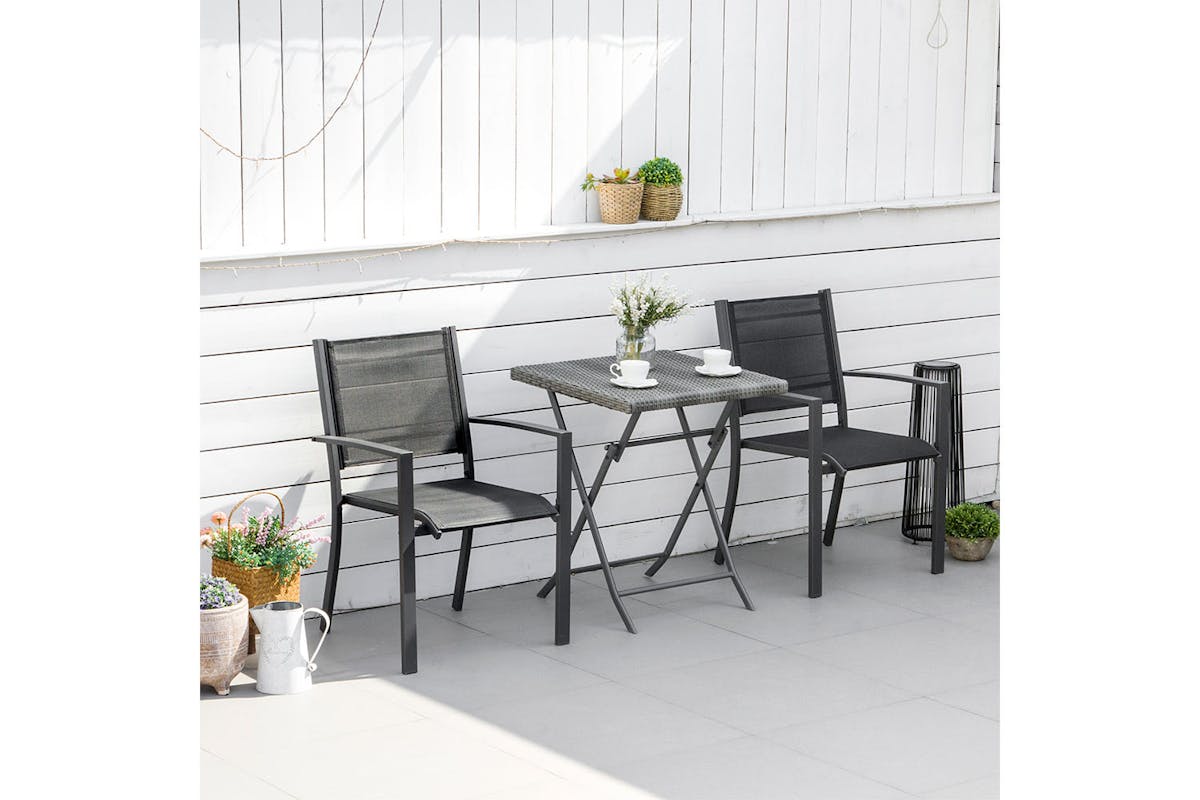 Outsunny Patio Dining Chair | Black/Grey-2