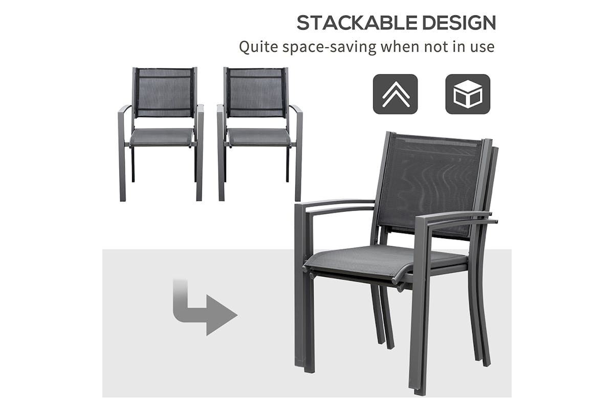 Outsunny Patio Dining Chair | Black/Grey-3