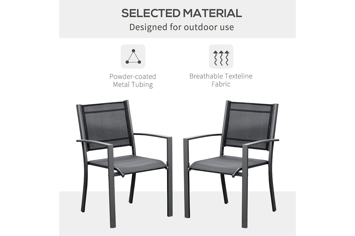 Outsunny Patio Dining Chair | Black/Grey-4