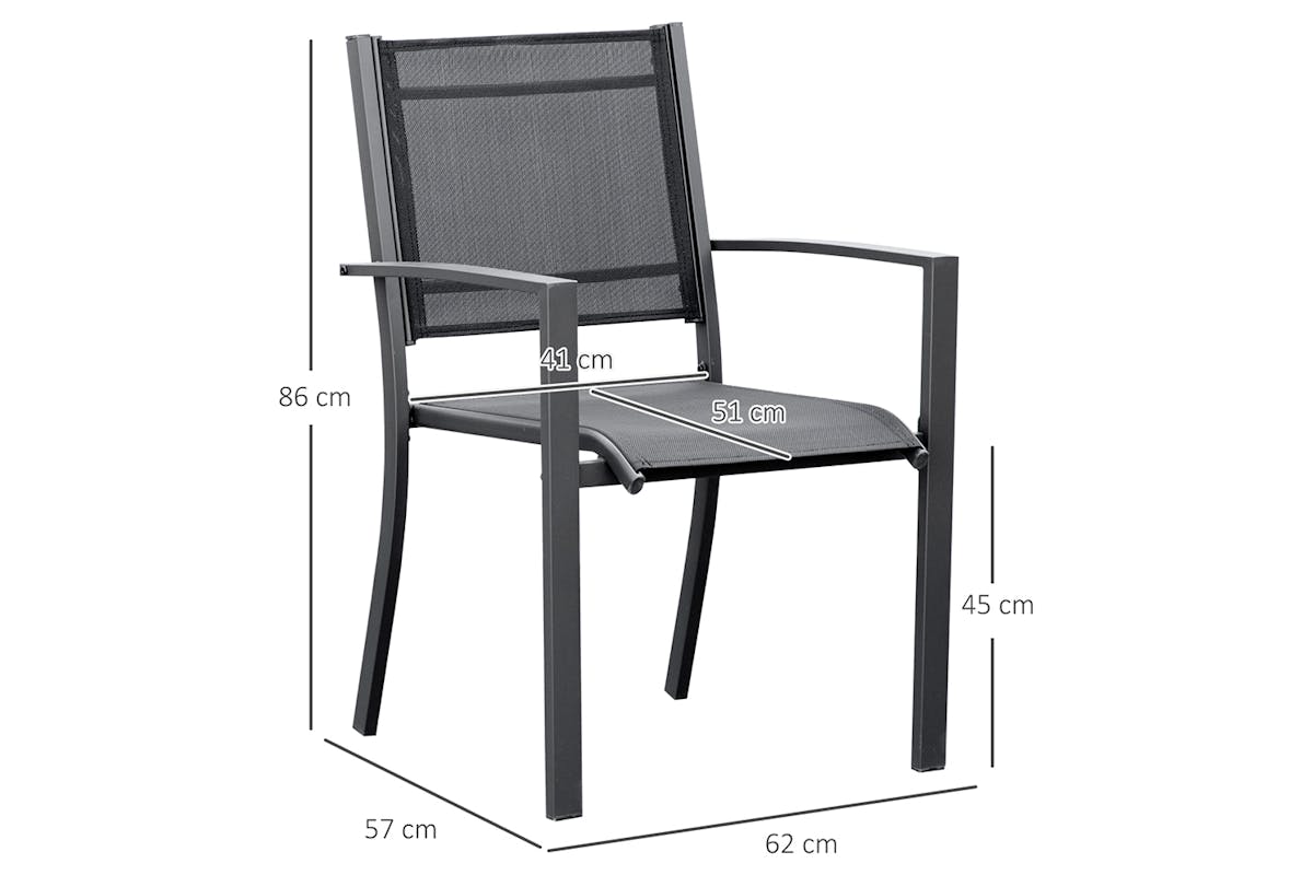 Outsunny Patio Dining Chair | Black/Grey-8