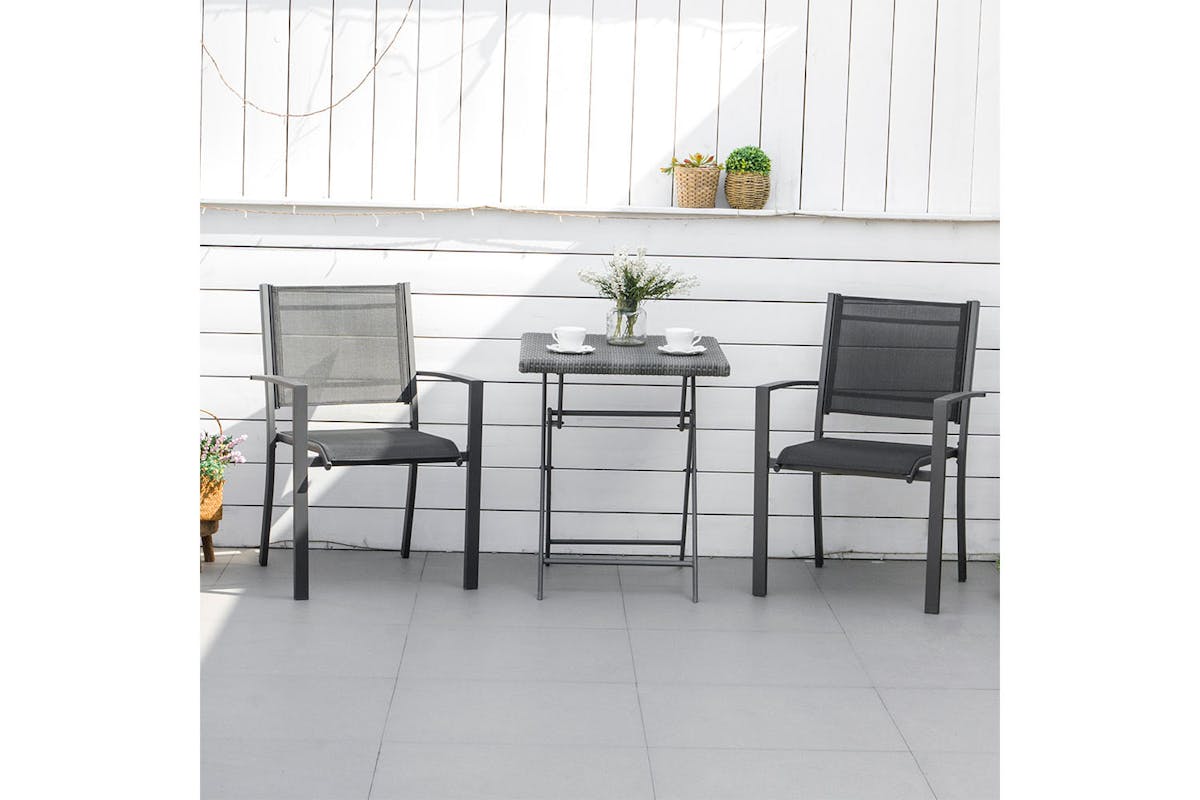 Outsunny Patio Dining Chair | Black/Grey-6