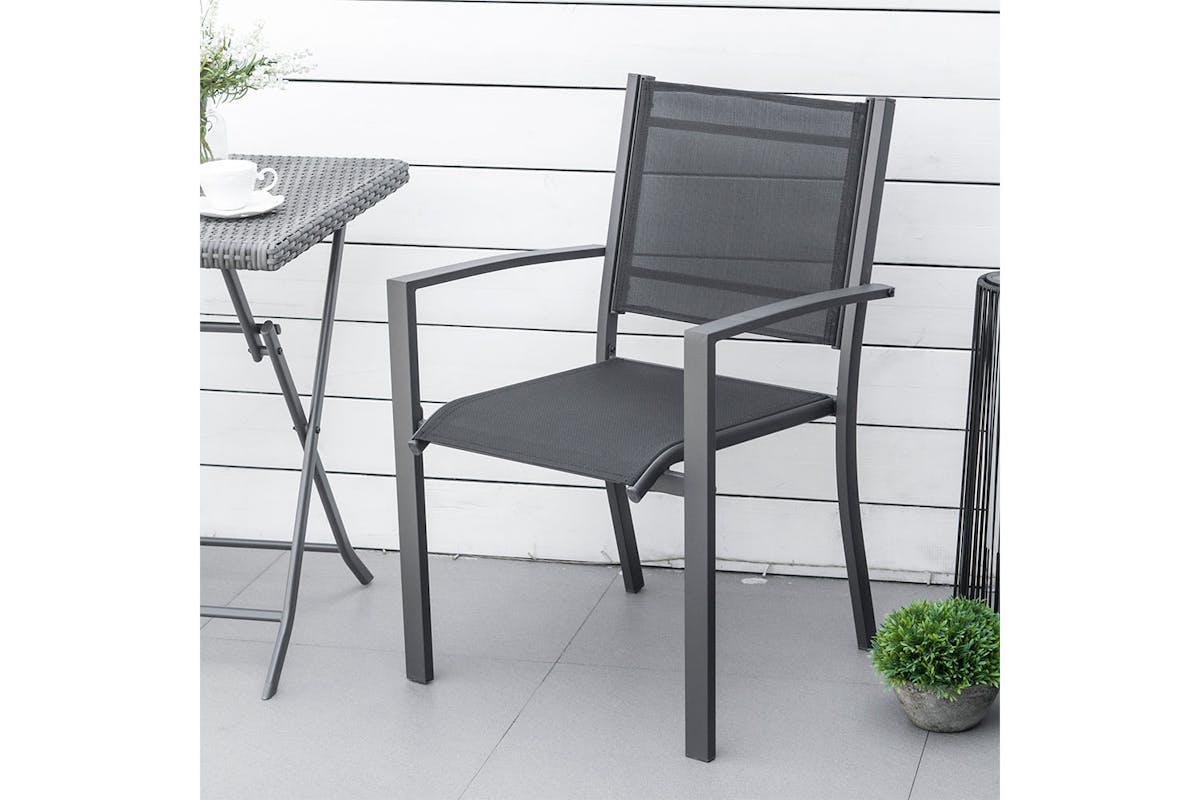 Outsunny Patio Dining Chair | Black/Grey-7
