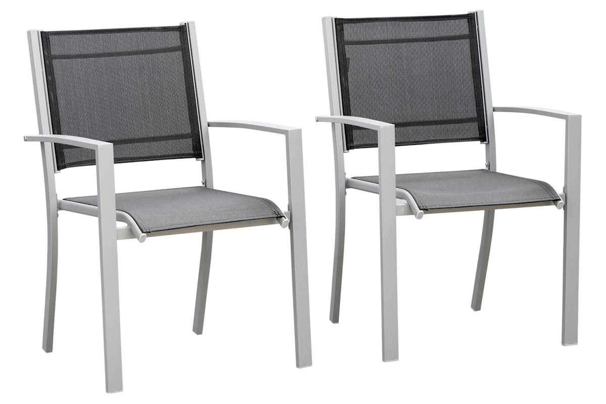 Outsunny Outdoor Chairs Square Steel Frame | Set of 2 | Black/Grey