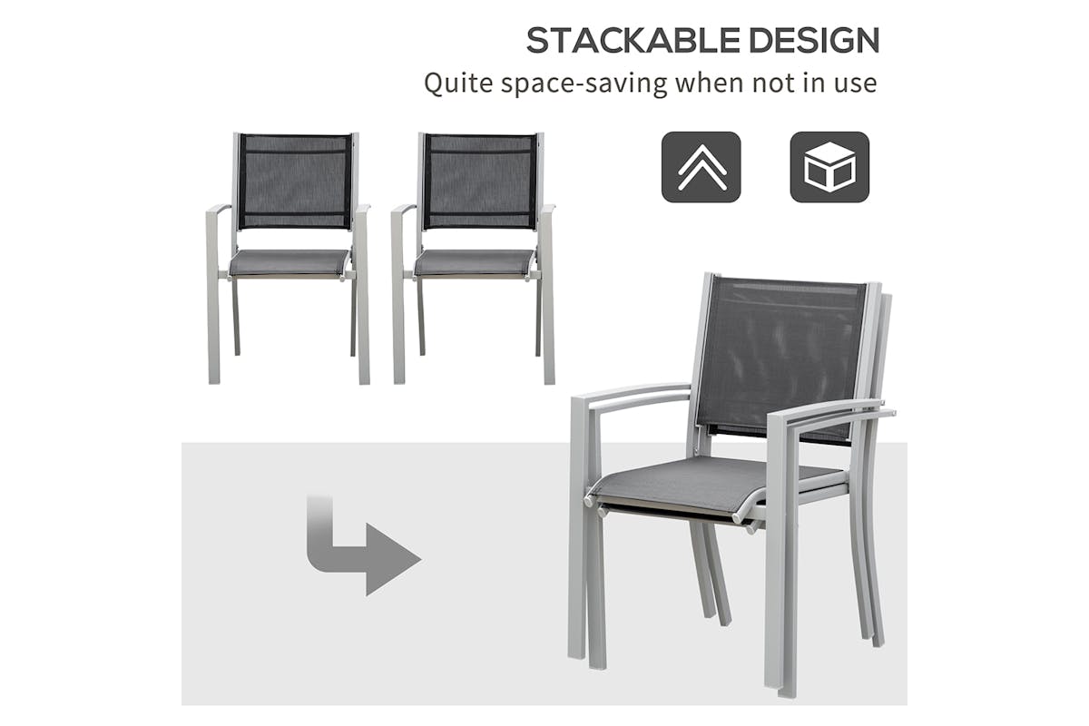 Outsunny Outdoor Chairs Square Steel Frame | Set of 2 | Black/Grey-3